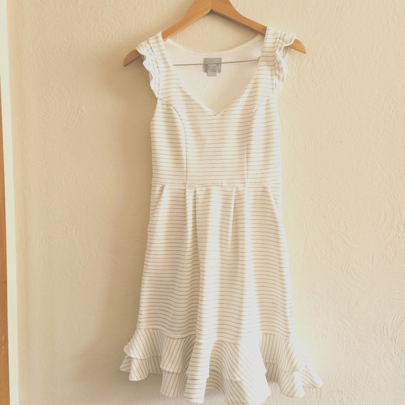 Anthropologie Maeve Sunland Striped V-Neck Flutter Knit Dress, Size 2 - Picture 4 of 10